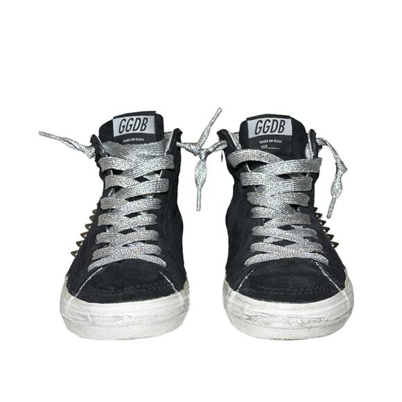Golden Goose Private Edition Slide Black Suede Studded High Top Sneakers 38 BOX - Picture 3 of 12